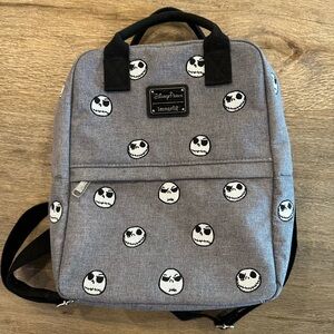 Loungefly Disney Black and Gray Backpack with Jack Skellington Faces